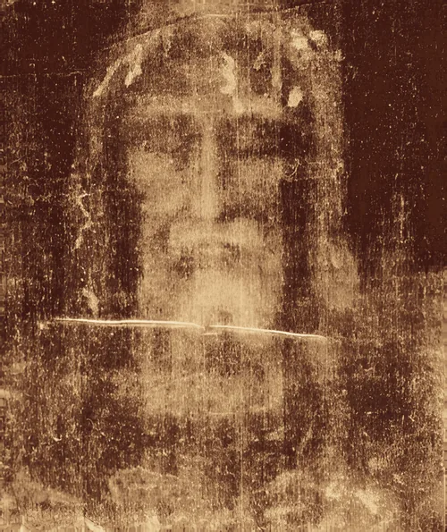 Photographic negative of the face on the Shroud of Turin
